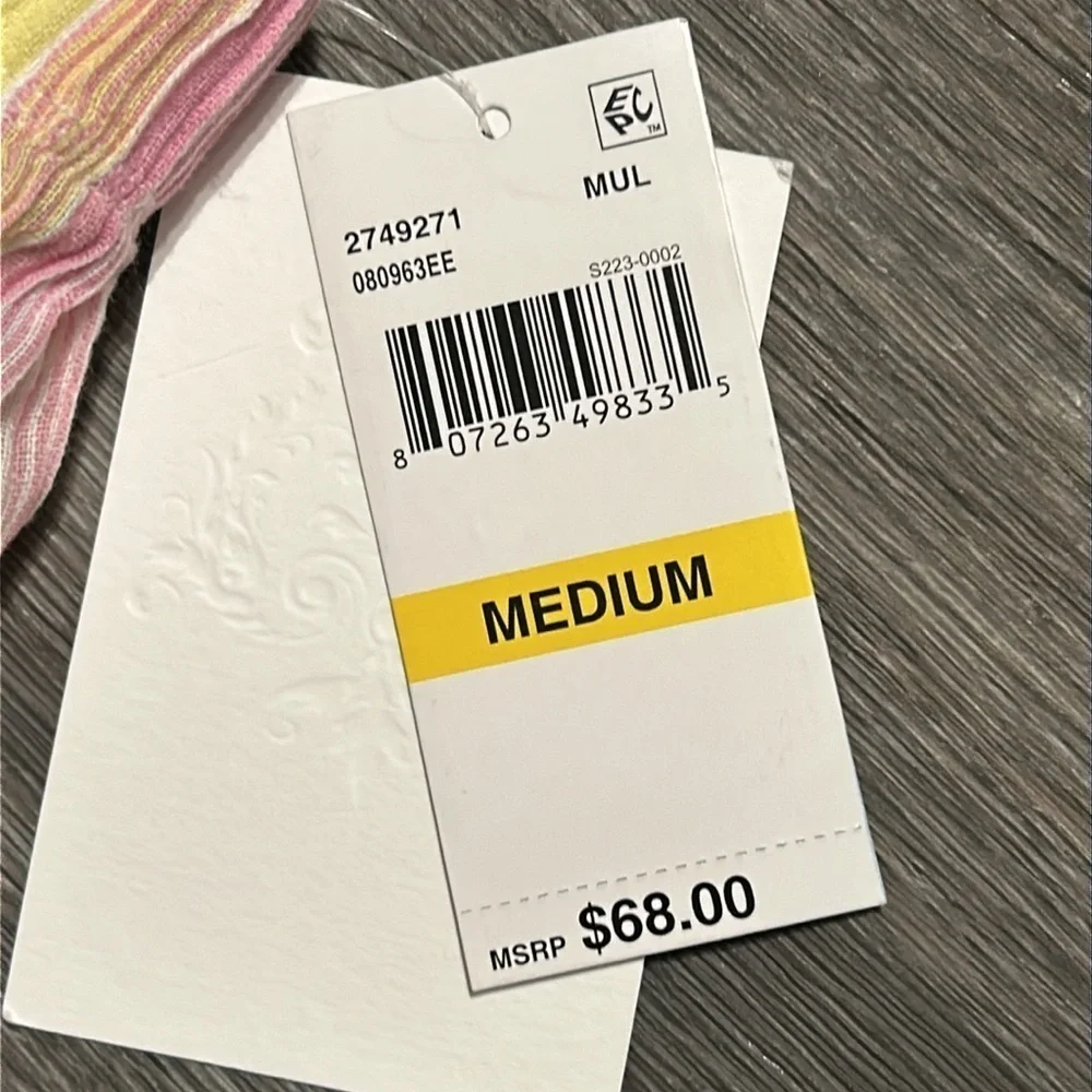 NWT BECCA Size Medium Marbella Stripes Strapless Sheer Short Romper Pink Yellow - Picture 6 of 12